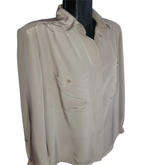 Vintage Al Jean Beige Button-Up Blouse 18 - Picture 2 of 6